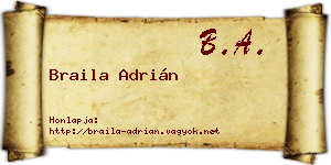 Braila Adrián névjegykártya